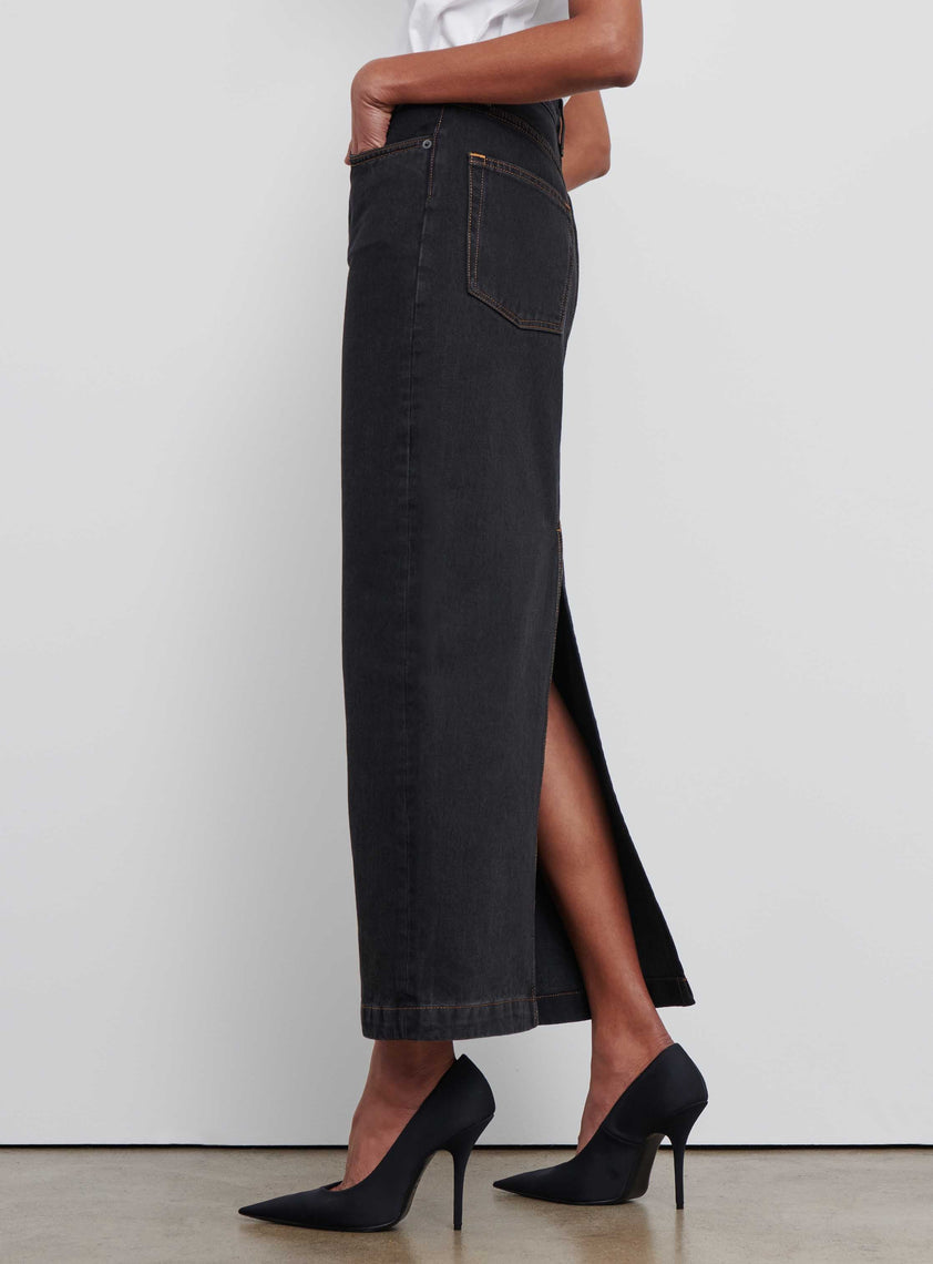 Denim Column Skirt
